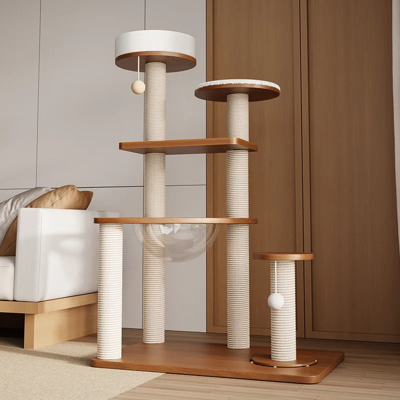 Picture 4: Cat climbing frame bed integrated solid wood space capsule pillar vertical