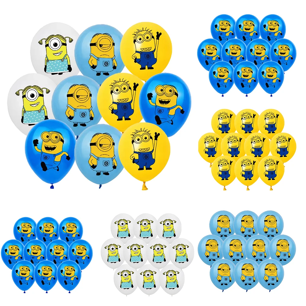 12/24/36PCS Minioned Balloons Set Children's Happy Birthday Party Decoration Latex Balloon Prop Baby Shower Supplies Kids Toys