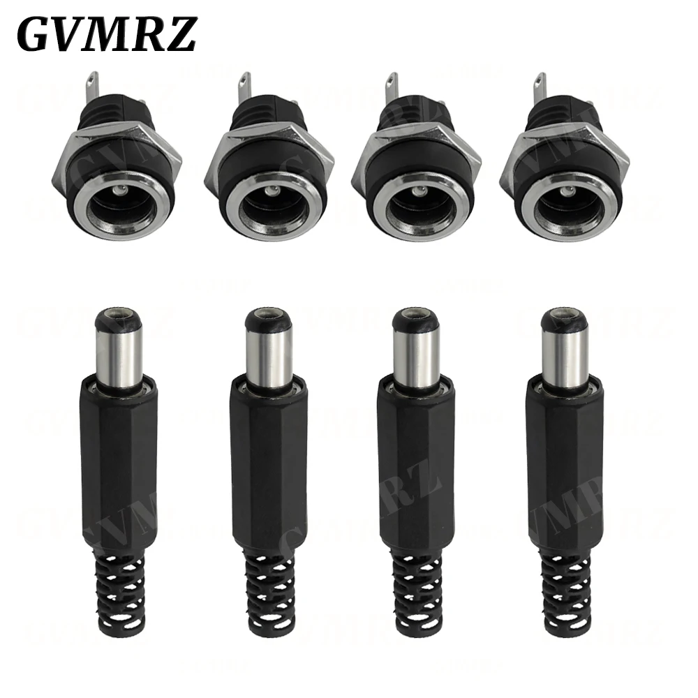 5 أزواج 3A 12 فولت 5.5x2.1 مللي متر البلاستيك ذكر المقابس DC022 تيار مستمر مقبس الطاقة أنثى جاك المسمار الجوز لوحة جبل موصل 5.5*2.5 مللي متر #1