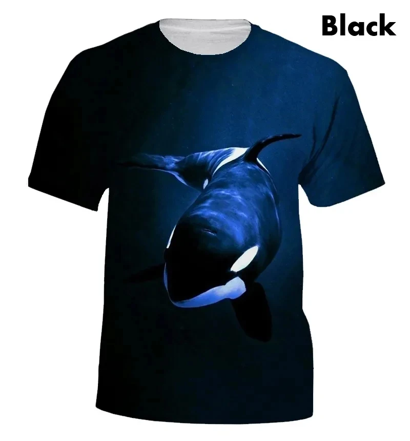 Summer New Cute Dolphin Pattern Men's Printed T-shirt Street Popular Harajuku Round Neck Plus Size Fashion Top Short Sleeve image 5