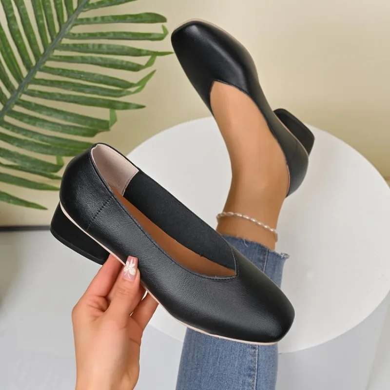Woman Elegant Summer French Square Toe  Mary Janes Cute Casual Flats Female Retro Shoes Low Heeled Soft Soled Flat Shoes