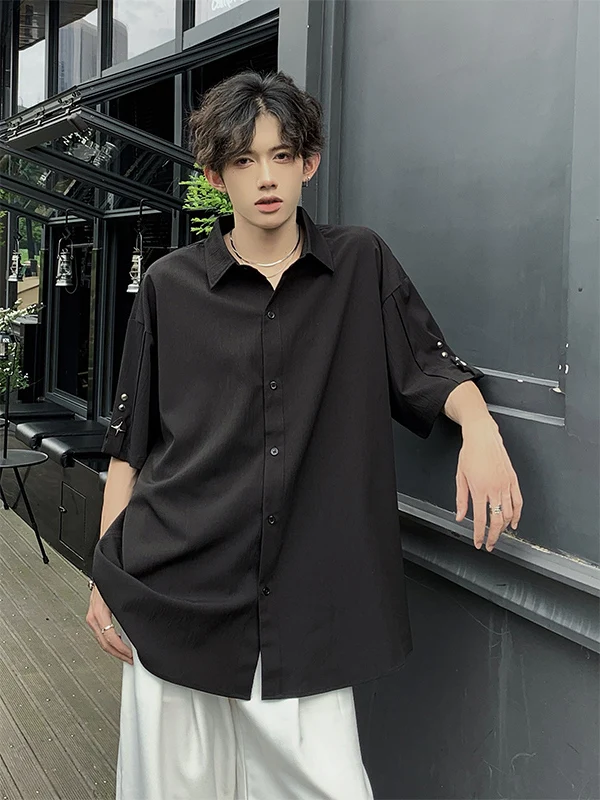 

Summer Ice Silk Cool Feeling Loose Fit Thin ort Sve Men's irt Couple's Drapey f Sve Large Size Outerwear Trendy
