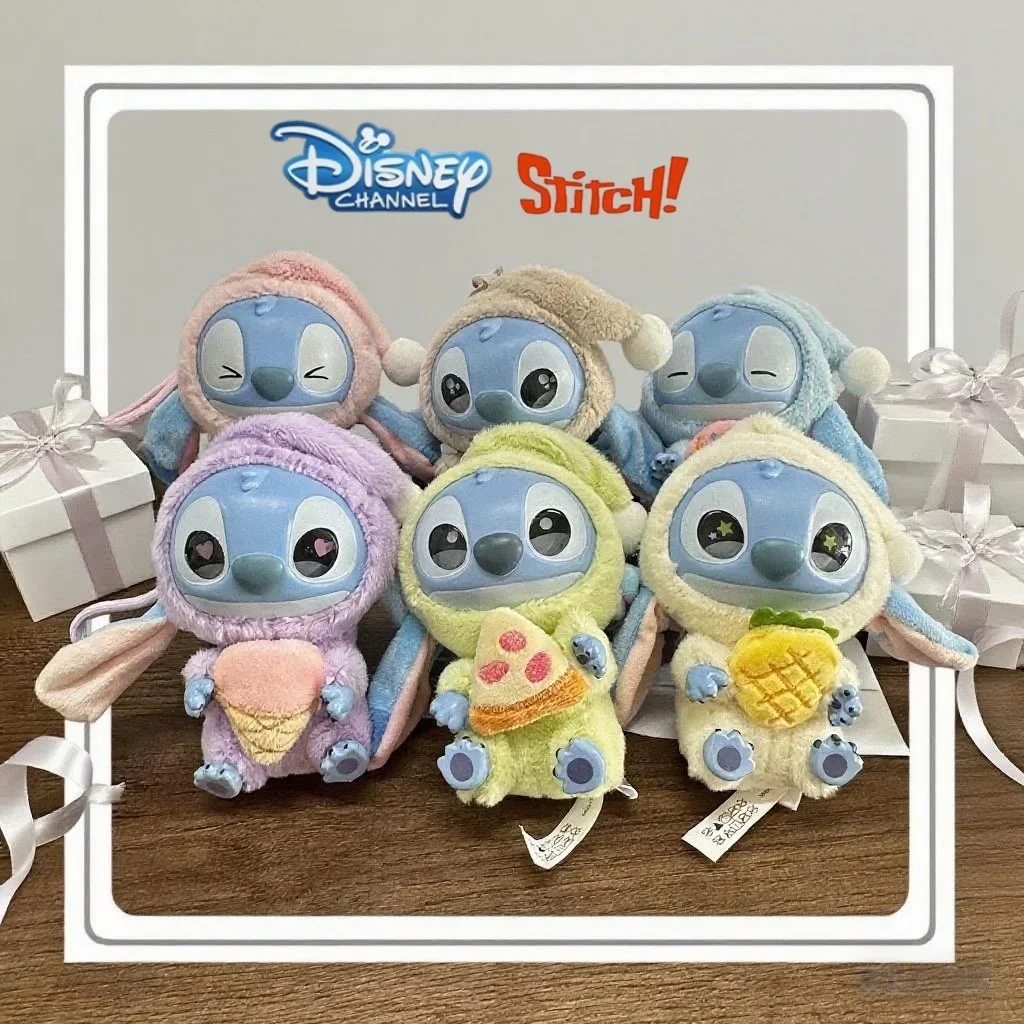 @Disney New Stitch Eat Some Thing Before Sleep Series Виниловая слепая коробка Сумка Подвеска Милая плюшевая кукла Mystery Box Игрушка-сюрприз Подарки