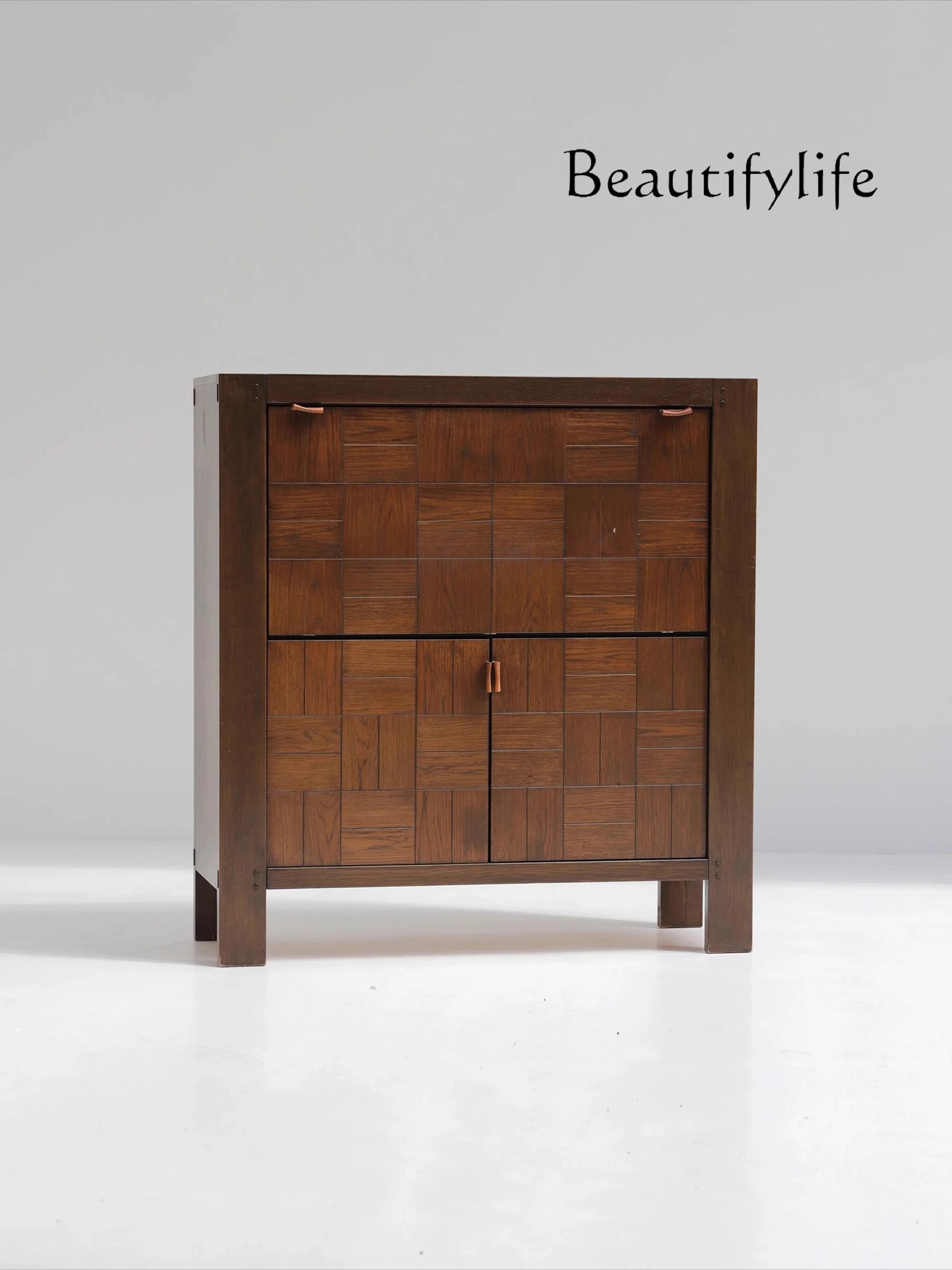 

Medieval designer living room solid wood wine cabinet Nordic Danish oak side cabinet locker