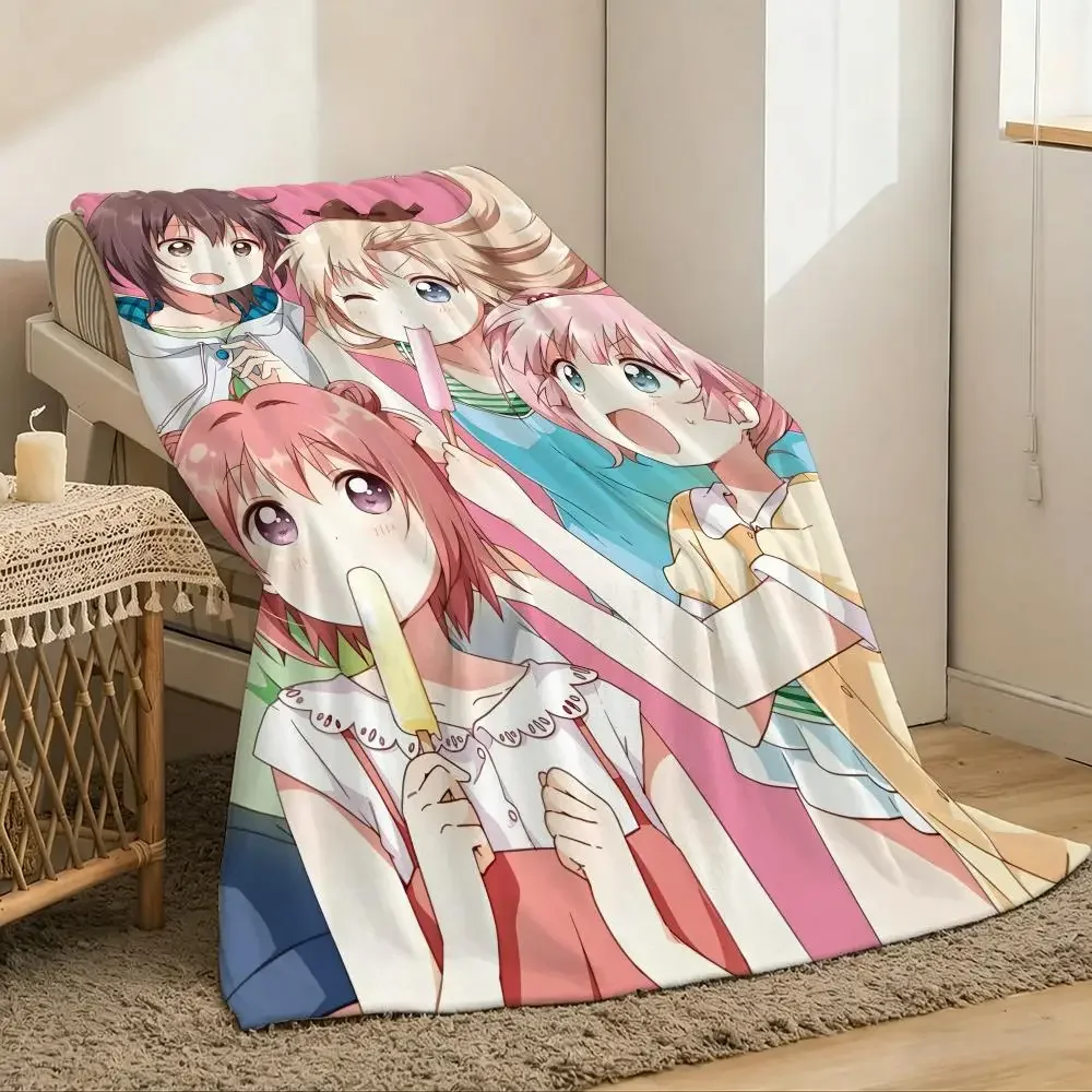 Manta de Franela Ligera de 240g con Diseño de Anime Yuru Yuri, Suave y Agradable al Tacto, Ideal para el Verano