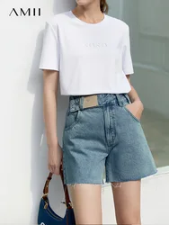 Amii Minimalism Summer New Fashion Design Jeans for Women Y2k Street Wear High Waist Loose Causal Women's Jeans Shorts 12230014