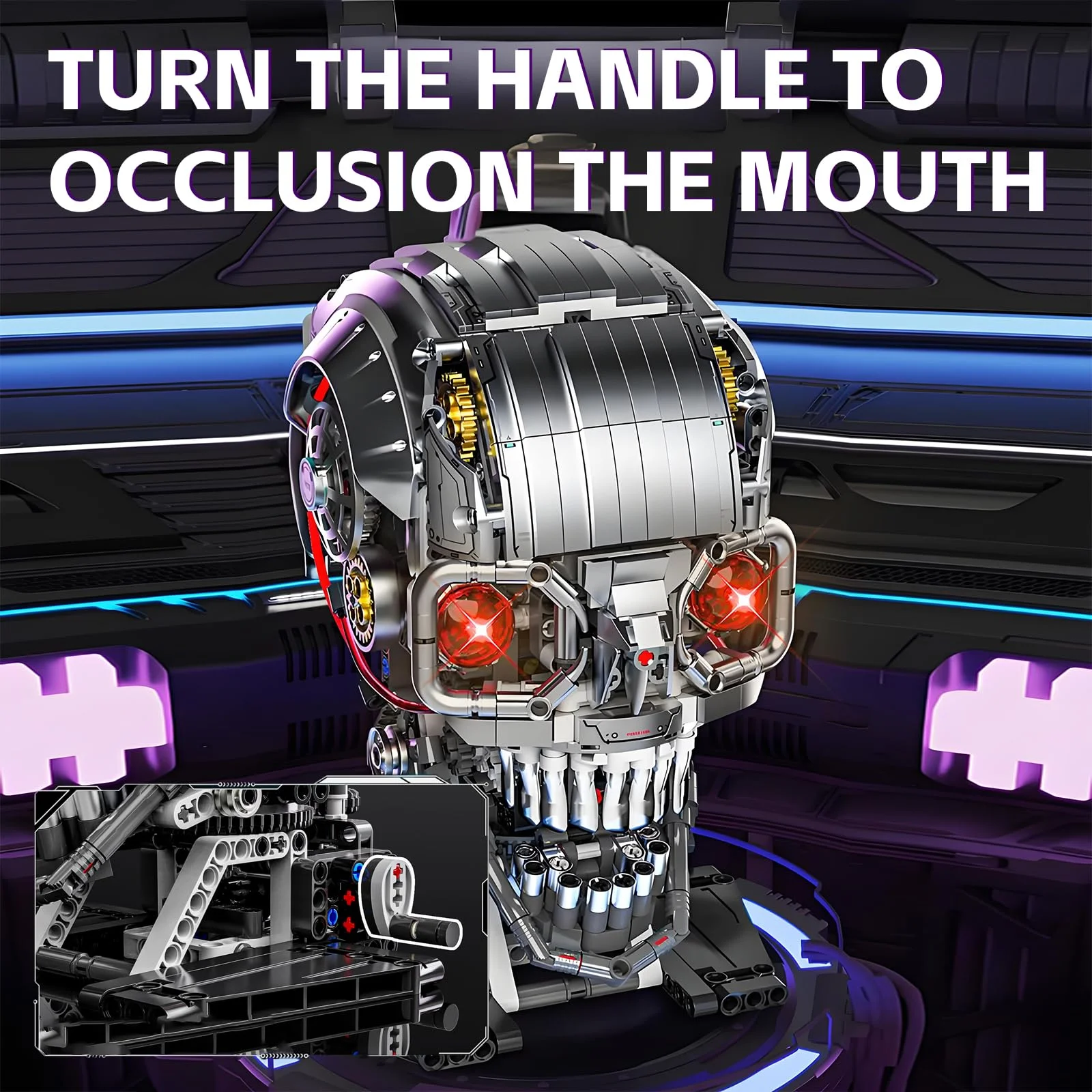 

2025 New STEM Creative Dynamic Mechanical Skull Head Building Blocks Bone Desktop Ornament Model Kid Assembly Toy Gift for Boys