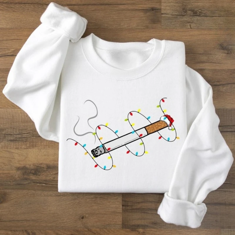 Amante de cigarro fumante luzes de natal viciado outono e inverno moletom manga longa combinando hoodies manter pulôver quente
