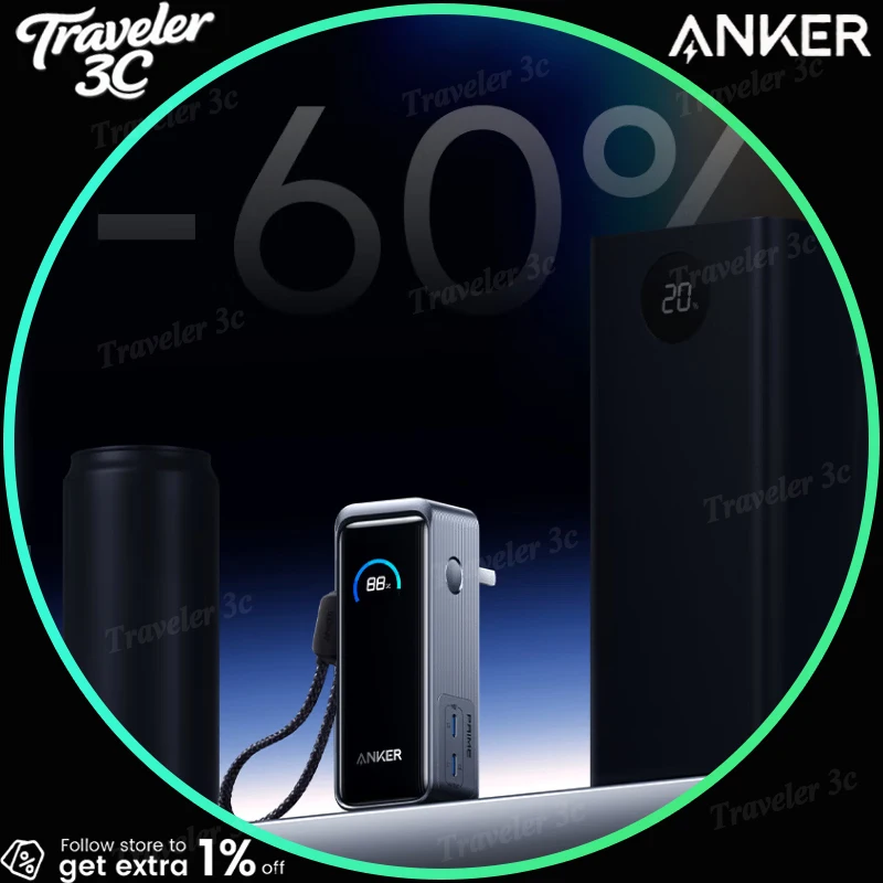 

ANKER 65W 3-in-1 Power Bank Built-in Lanyard Fast Charging Cable Ultra-compact Travel Charger for Phone Laptop 3C Certified