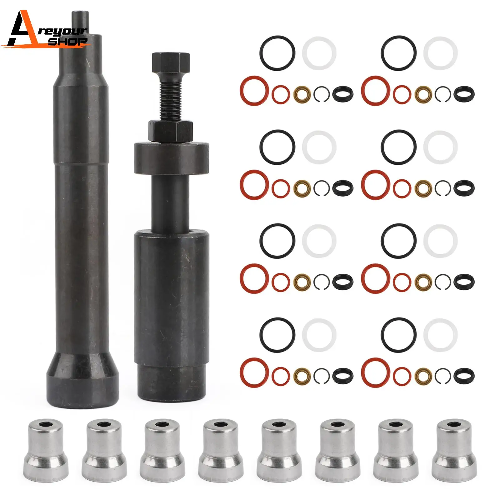 Areyourshop Injector Sleeve Cup Removal Tool Install Kit Fit For Ford Powerstroke 6.0L 2003-2010 AB-E721-60TK Car Accessories