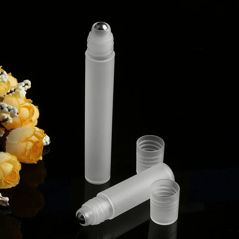 RXJC 5ml/10ml Empty Roll Roller Ball Bottle Refillable Bottles Plastic Stainless Steel Liquids Oil Container Replace