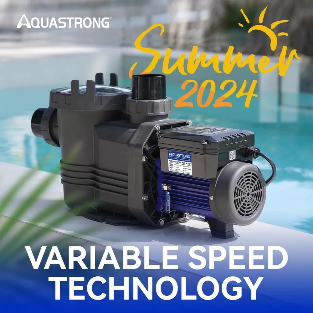 Variable Speed Pool Pump, 3 HP, 220V, 11359GPH, In/Above Pool Pump, Energy Efficient, High Flow