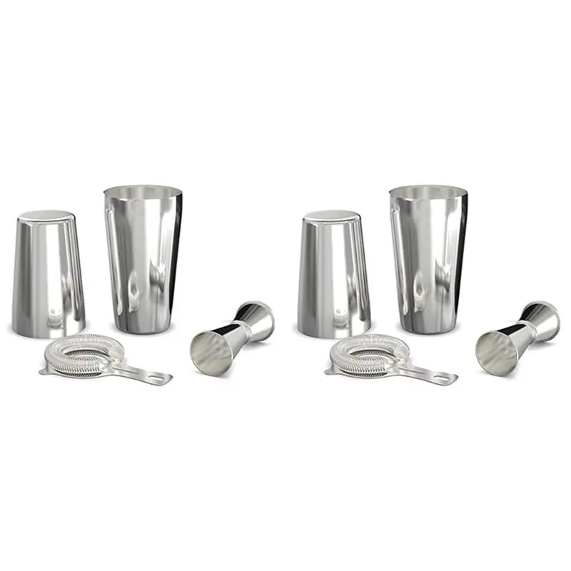 A36T-Cocktail Shaker Set: Professional Boston Shaker, Cocktail Strainer And Jigger Set. 8 Piece Premium Stainless Steel
