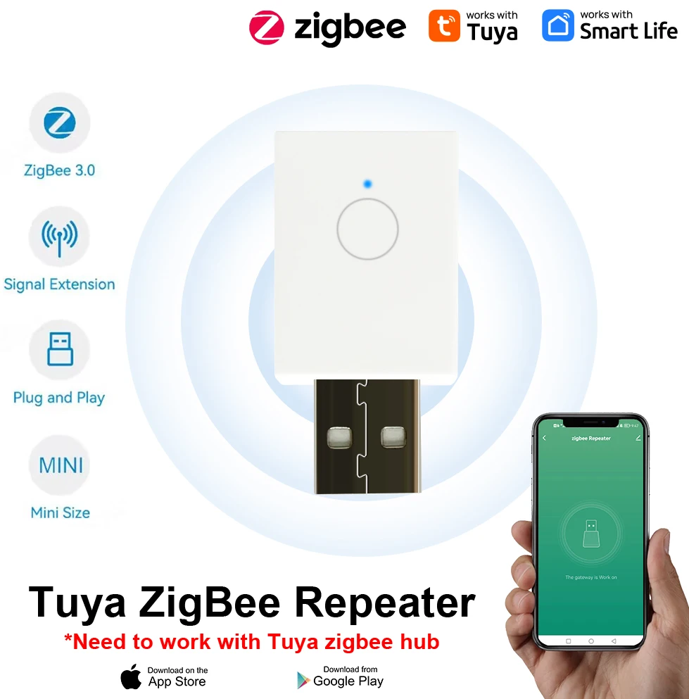ZigBee 3.0 Signal Repeater USB Signal Amplifier Extender Work with EWeLink Home Assistant ZigBee2MQTT Tasmota Tuya SmartThings