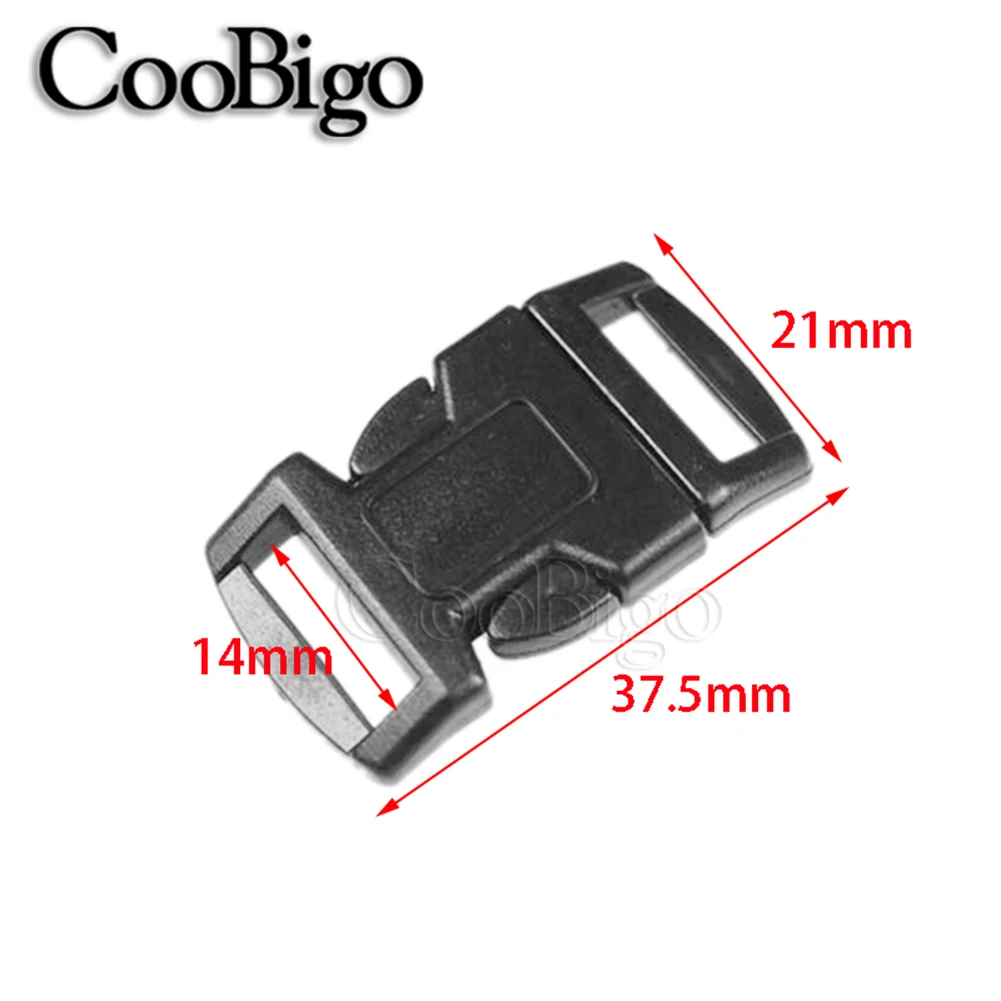 15mm Side Release Buckles Bracelet Dog Collar Backpack Strap Bag Webbing Black Plastic Curved DIY Accessory 10pcs