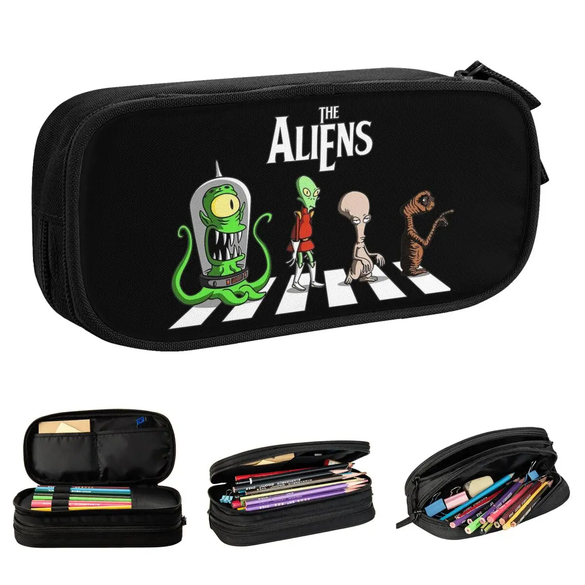 

Fun The Aliens Road Crossing Pencil Cases Pencil Pouch Pen Holder for Girl Boy Big Capacity Bag Cosmetic Stationery