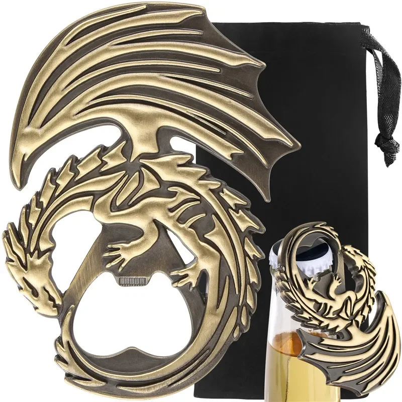 

Vintage Dragon Shape Metal Bottle Opener Beer Drink Opening Tool Home Kitchen Bar Club Corkscrew Wedding Party Gift Set