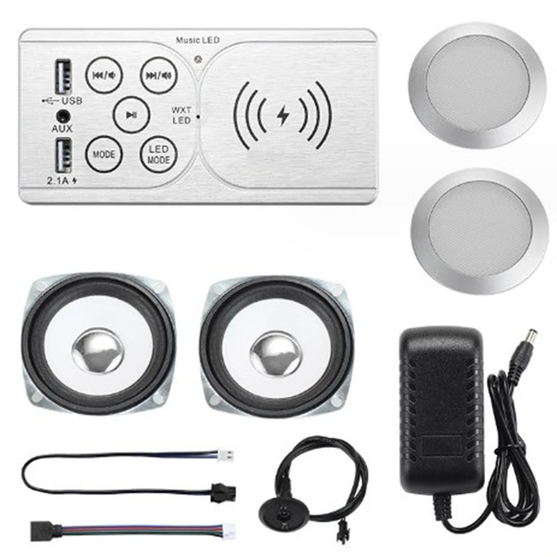 

Embedded Touch USB Wireless Charging As Shown Sofa Soft Bedside Table Control Bluetooth TWS Audio Accessories Set With US Plug