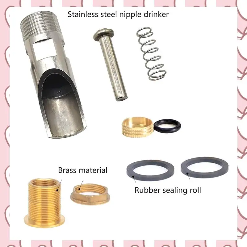 

HHTL 5 Pcs Pig Nipple Waterer For Barrel Kit Automatic Pig Nipple Drinker Hog Drinker Feeder With Brass Water Tank Connector