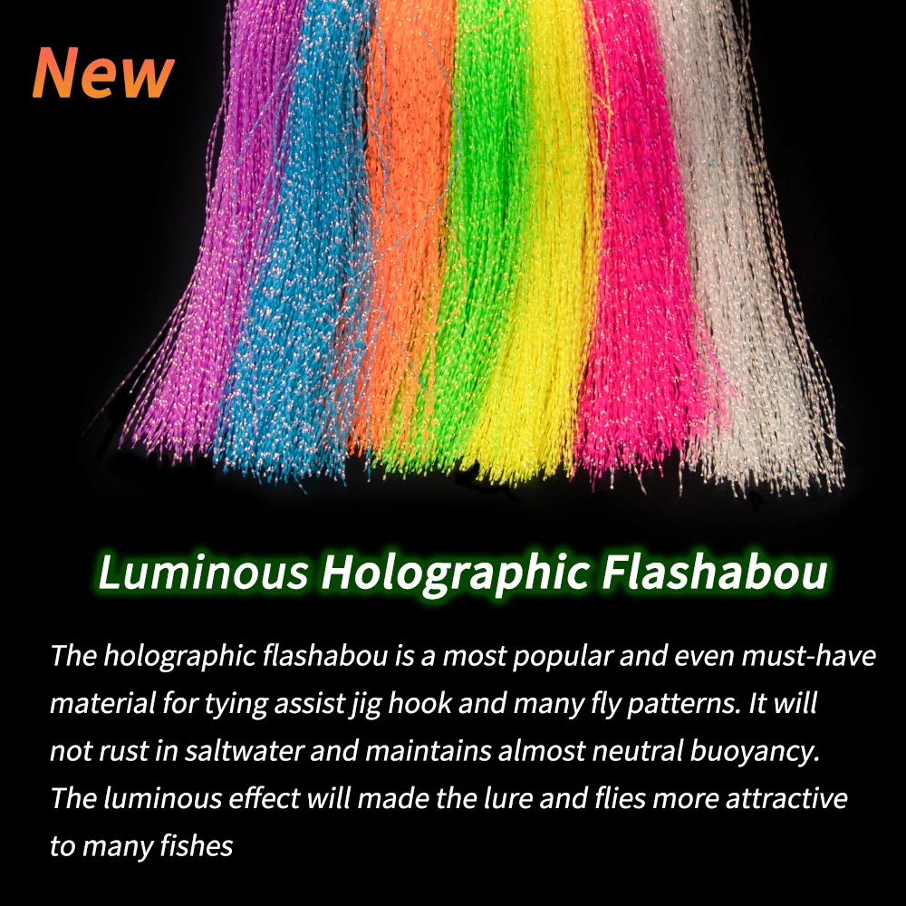 Elllv Luminous Holographic Flashabou Colorful Sea Jigging Lure Making Material Fly Fishing Tying Crystal Flash Tinsel