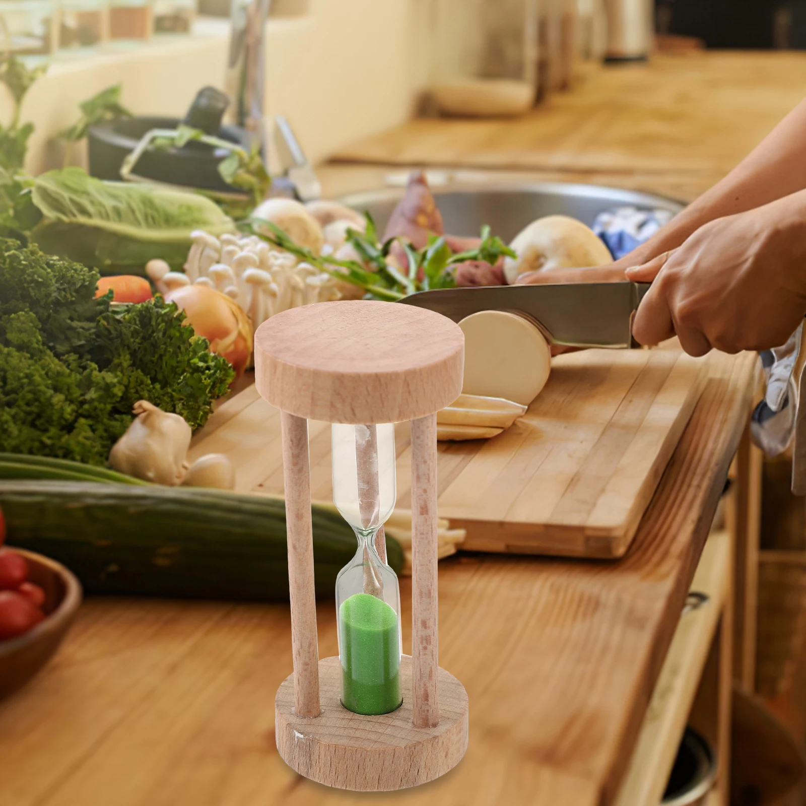 

Wooden Hourglass 3 Minutes Timer Sand Clock Desk Decoration Handmade Bright Color Simple Style Glass Ancient Timing