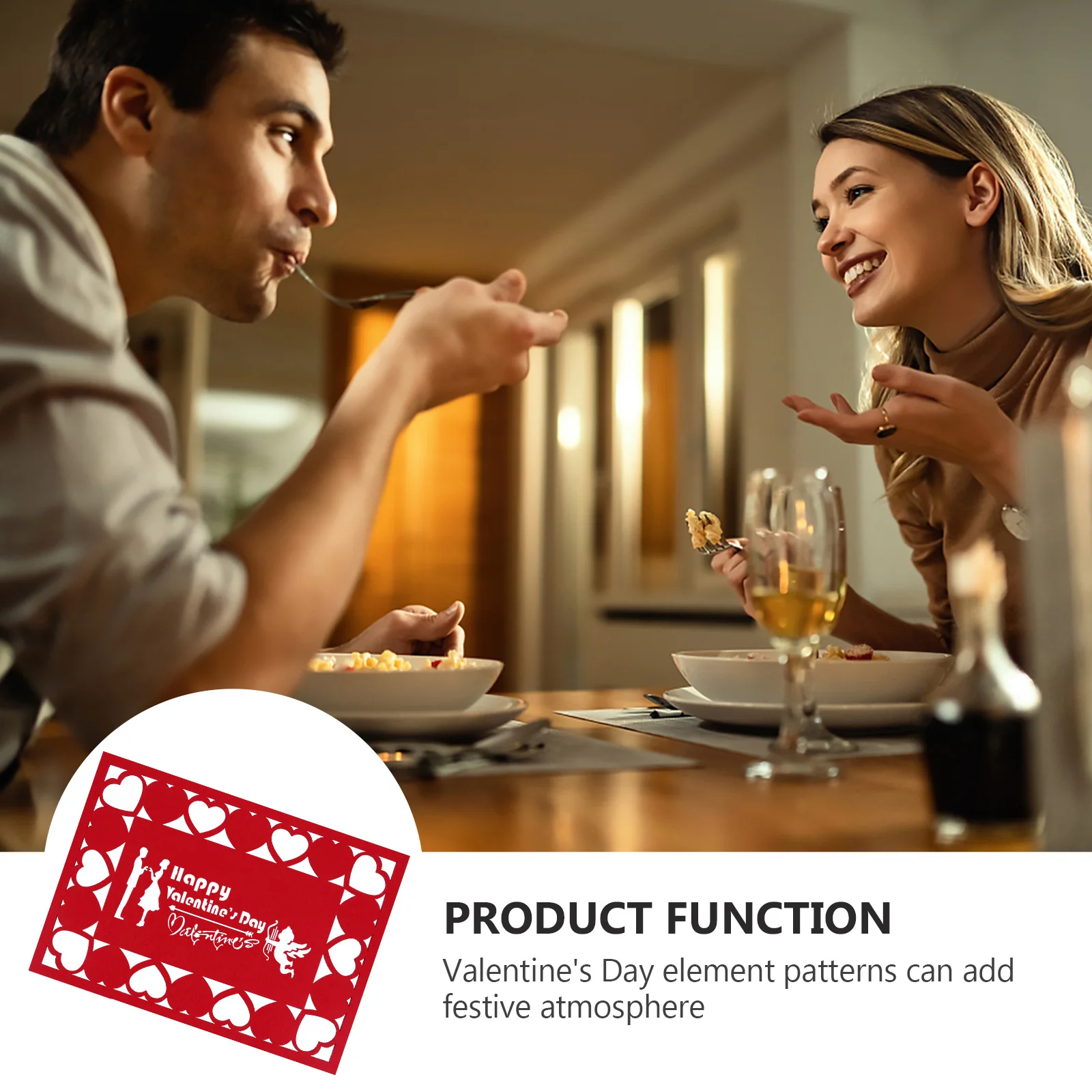 

4pcs Gray Placemat Coaster Set Felt Material Valentine Decorative Kitchen Table Heat Insulation Protective Mat