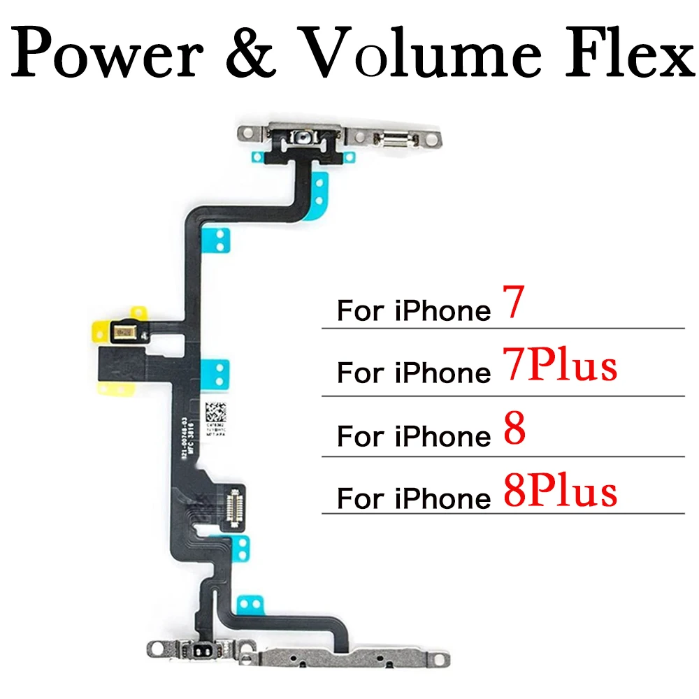 Power Volume Button Flex Cable For iPhone 7 7P 8 Plus With Flash Light Mic Repair Replacement