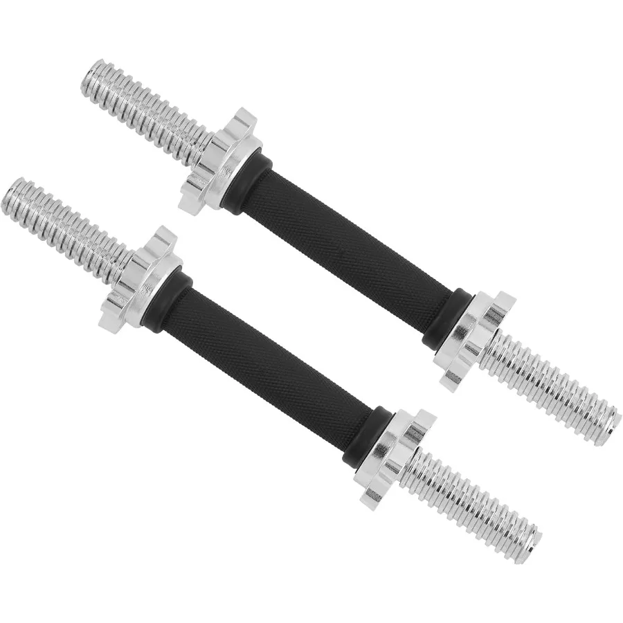 زوج متعدد الاستخدامات من مقابض الدمبل الملولبة مع قبضة مطاطية من الكروم أو لأطوال 14 16 18 24 بوصة متوافقة مع وزن واحد Pl