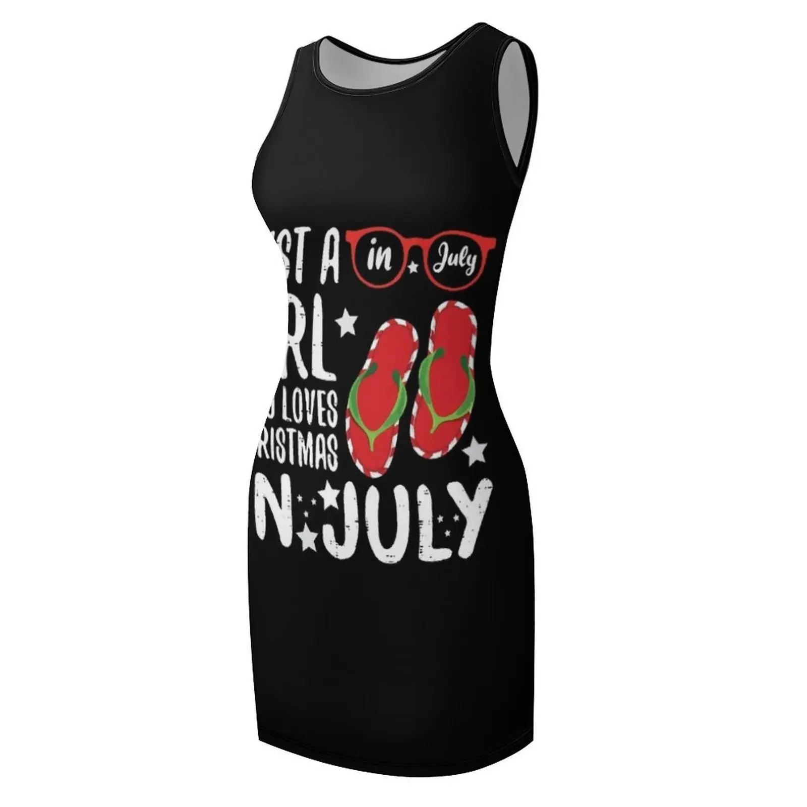 مجرد فتاة تحب عيد الميلاد في يوليو تي شيرت بلا أكمام فستان الشمس فساتين السيدات للنساء 2025 فساتين السيدات صيف 2025