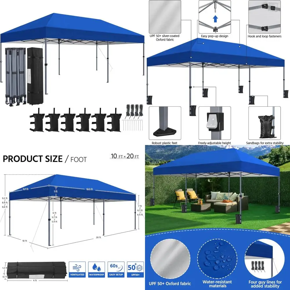 

Yaheetech 10×20 Pop Up Canopy Easy Set-up Tent, Portable Outdoor Canopy Instant Tent, Commercial Gazebo with Wheeled Carry Bag &