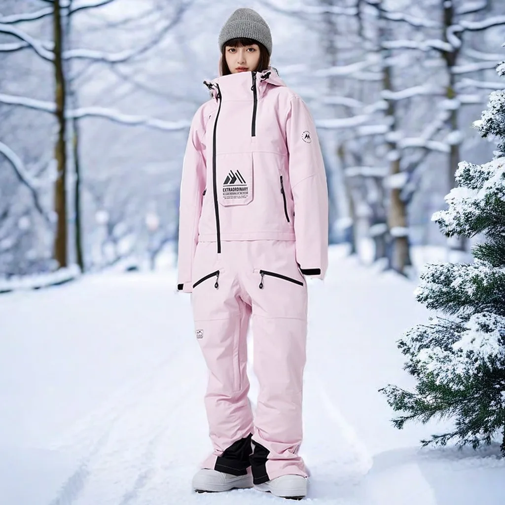 

New Couple Skiing Suites Winter Warm Jumpsuits Men Baggy Snow Clothes Ladies Windproof Ski Overalls Snowboarding Tracksuit Set