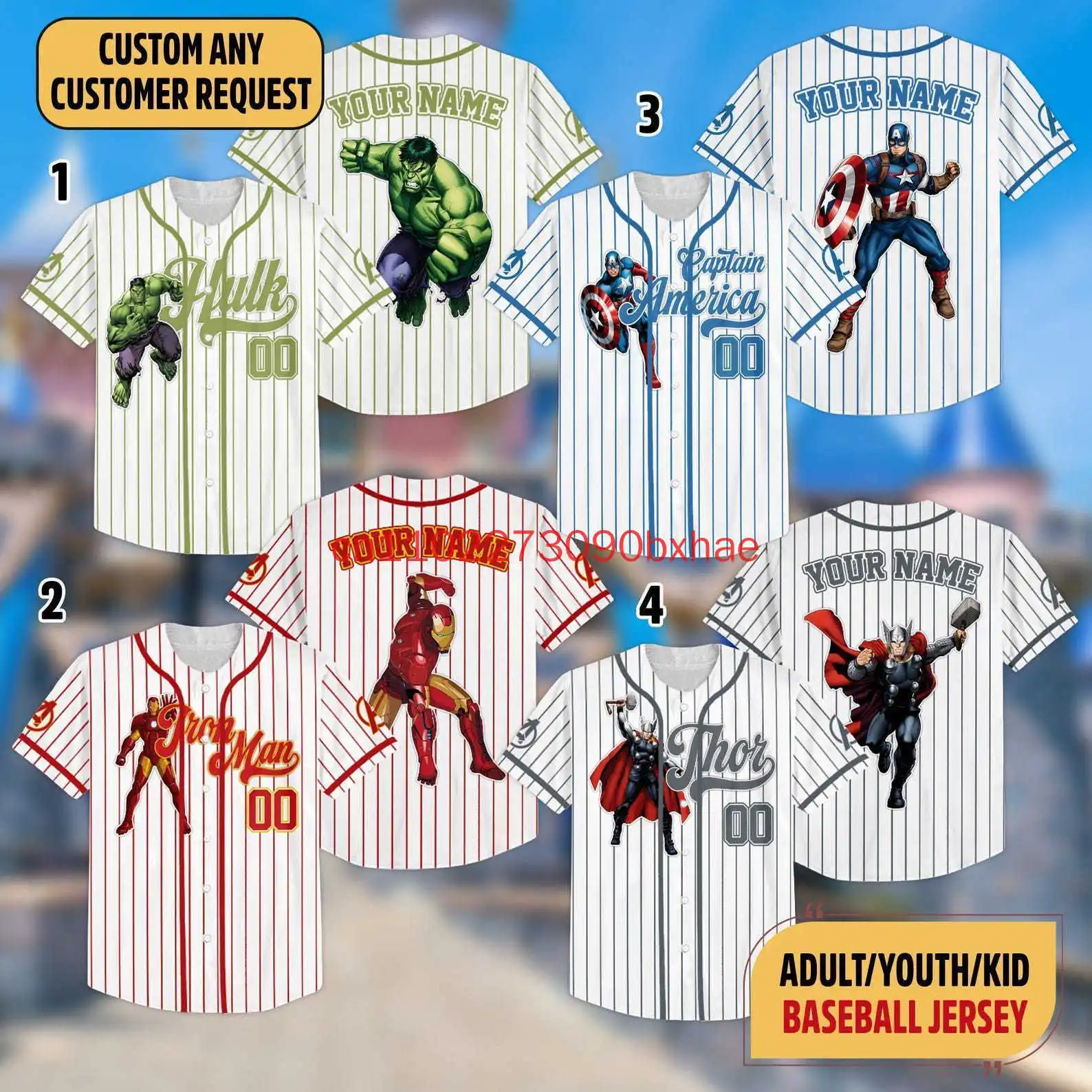 

Personalized Marvel Superhero Baseball Jersey Marvels Avengers Jersey Team 3D Print Hulk Thor Birthday Gift