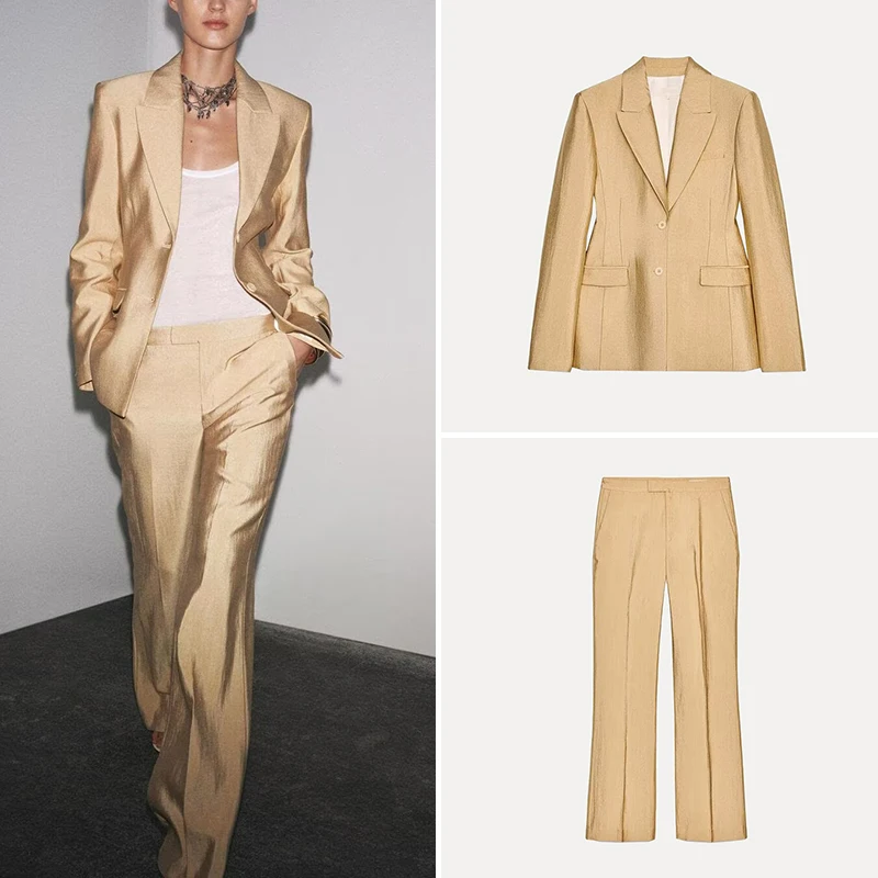 

Spring 2025 Women's Suit Jaet Straight Leg Pants Faion Set Polyester Fiber New Arrival Ele Busin Casual Outfit