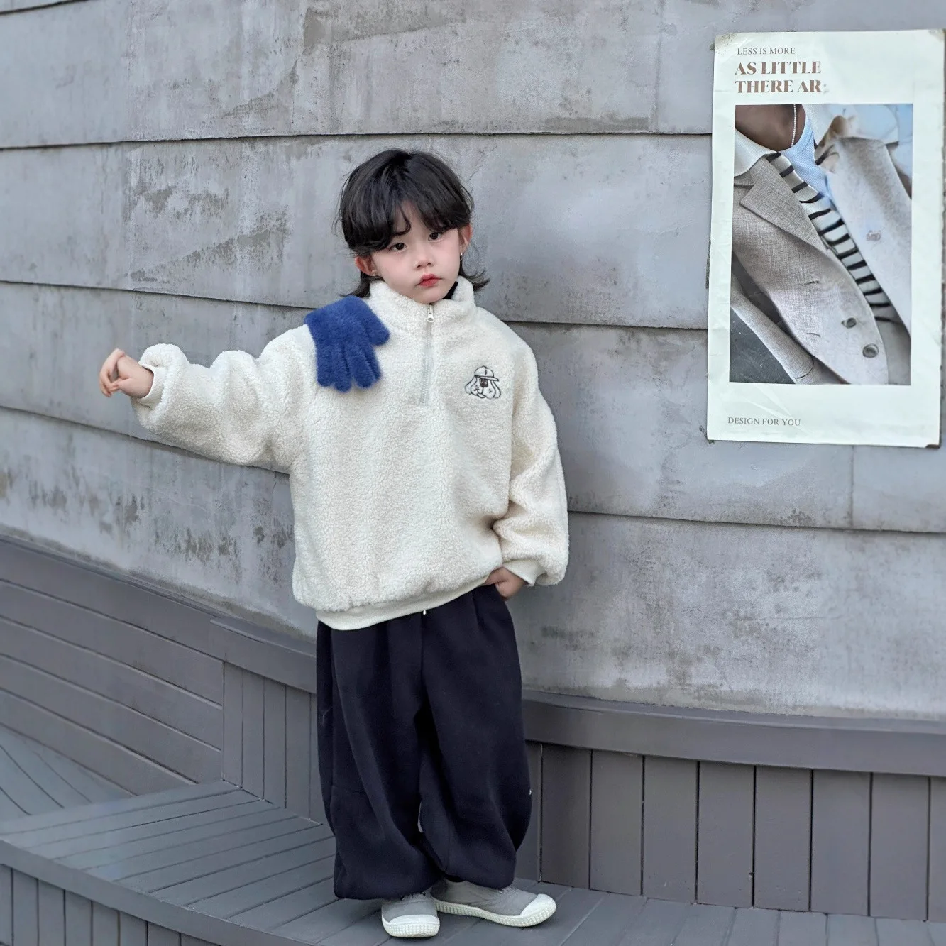 

Korean Winter Children Boys Outerwear Cartoon Embroidery Toddler Kids Boys Woolen Coat Thick Turtleneck Infant Babys Boys Jacket