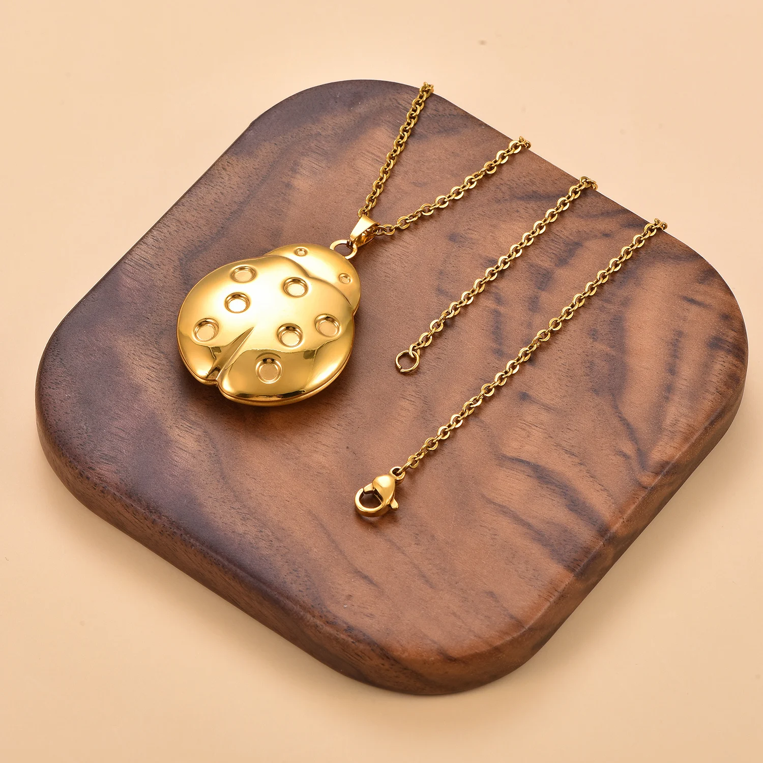 Niedliche Käfer-Bildanhänger aus Edelstahl, Öffnbarer Fotorahmen, Marienkäfer-Kette, Nostalgie-Geschenk für die Familie – Detail 2