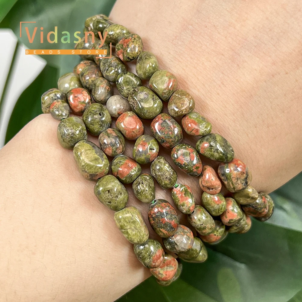 8-10mm Natürlicher Unakit-Stein Unregelmäßige Ovale Lose Perlen für Schmuckherstellung DIY Armbänder Zubehör – Detail 7