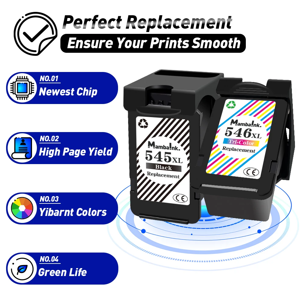 Compatible 545XL 545 XL CL546 Cartridge Replacement For Canon PG545 PG 545 For Pixma MG3050 MG3051 MG3052 MG3053 MX490