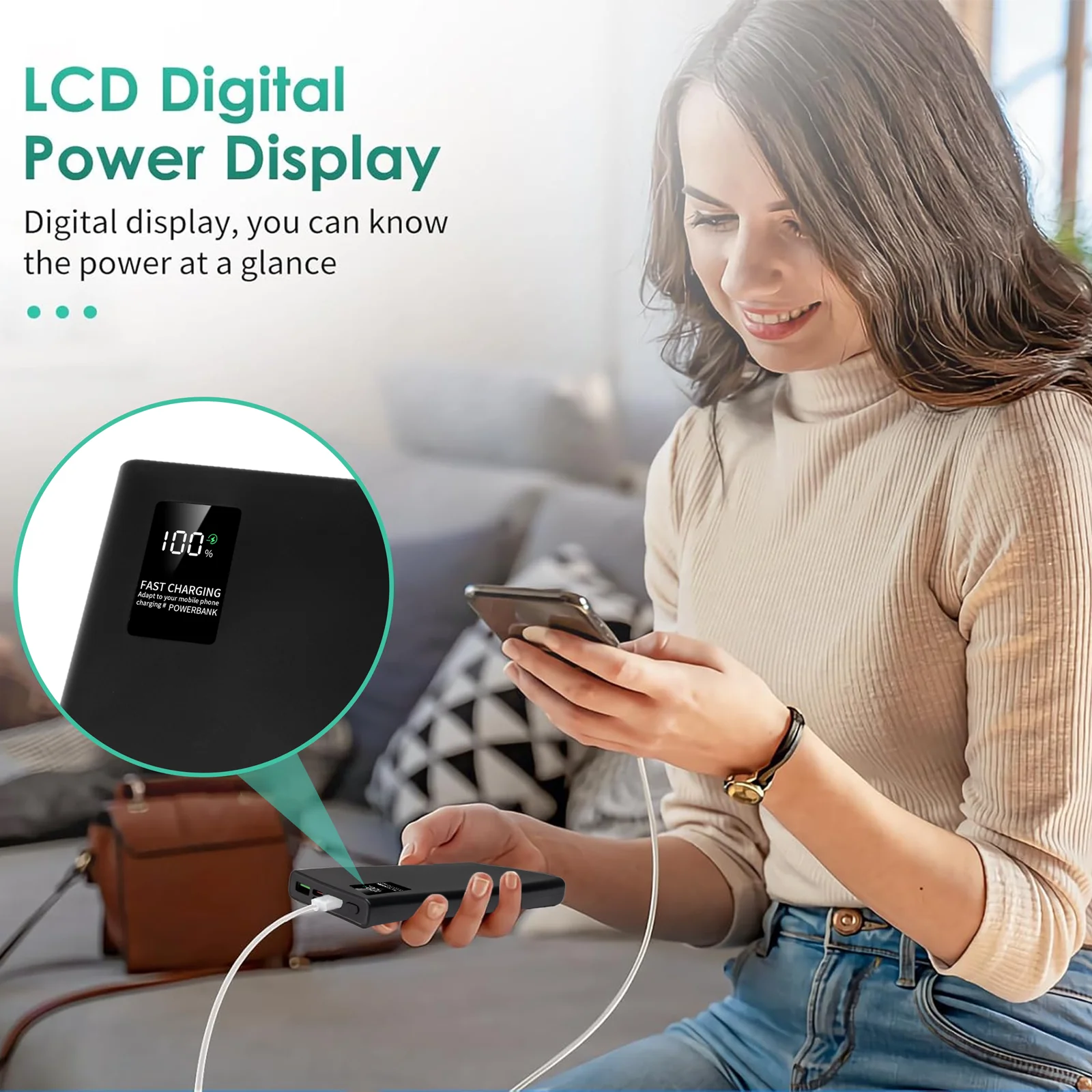 MFAOSHI  10000 mAh Portable Power Bank,  Ultra Slim Phone Charger Compatible with iPhone 16/15/14/13/12,Android Phone etc