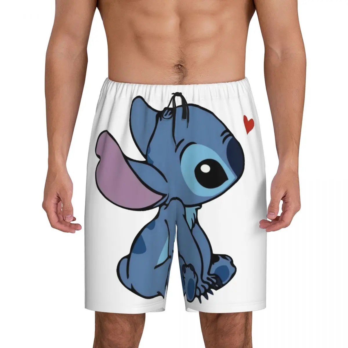 Custom Printed Men Lilo Stitch Cartoon Anime Manga Pajama Bottoms Sleepwear Pjs Sleep Shorts with Pockets