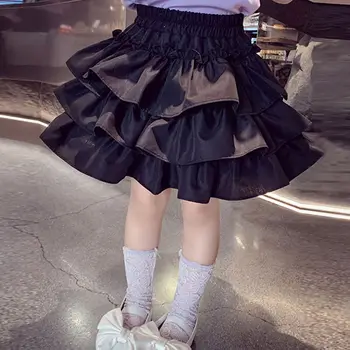 Girls Pleated Bubble Skirt 3 Children Girls Pleated Cake Skirts Summer 2025 Elastic Waist Infant Babys Girls Bubble Skirts Toddler Kids Girls Princess Skirts 3