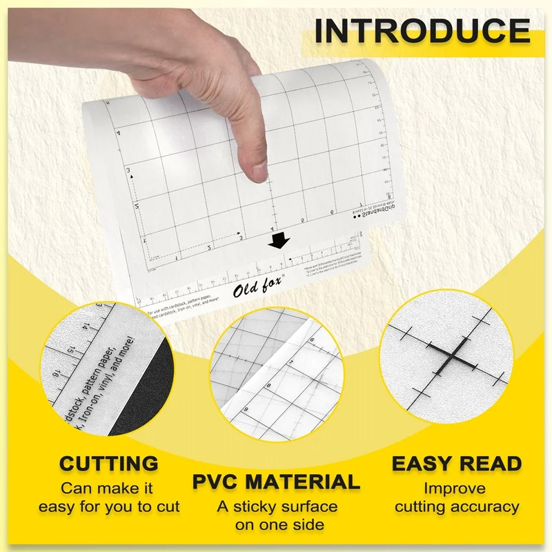 3Pcs Replacement Cutting Mat Adhesive Mat With Measuring Grid 8 By 12-Inch For Silhouette Cameo Cricut Explore Plotter Machine