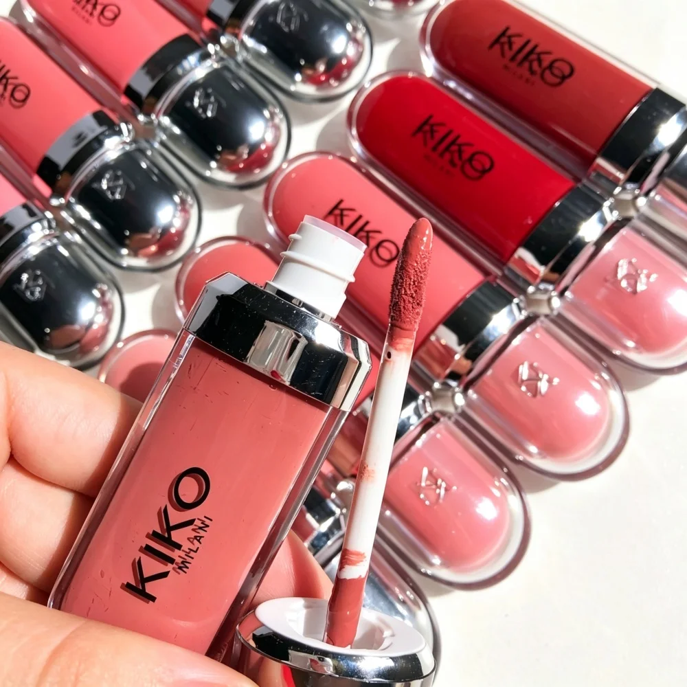 Image of KIKO 3D Liquid Gloss Lip Glaze Mirror Plumper Lippenstift, pflegender, glänzender, für volle Lippen, langlebig, Milchtee-Bohnenpaste, Make-up-Kosmetik