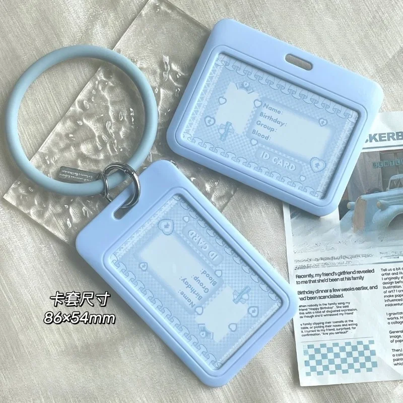 Kawaii Anti-Lost Bracelet Keychain Pendant Cute blue Card Holder Plastic Lanyard Card Holders for Girl