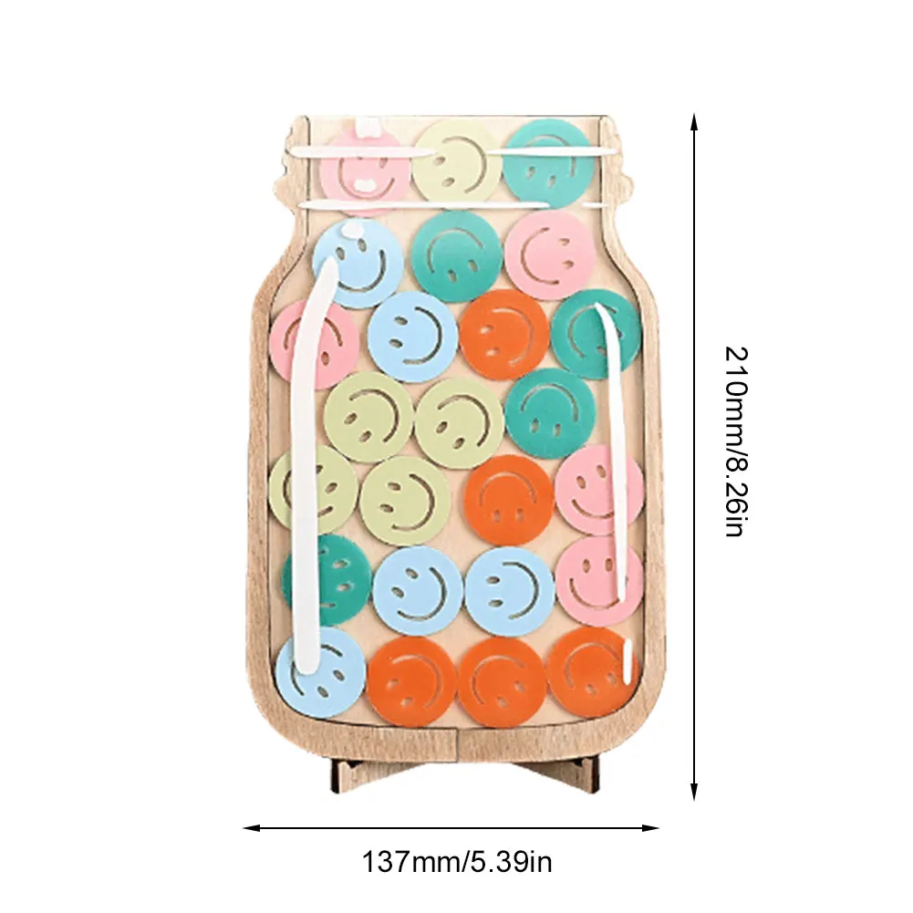 1Pcs Kids Reward Jar With Star Dinosaur Classroom Reward Jar with Standing Base Token Chore Chart Wooden Megnetic Reward Jar