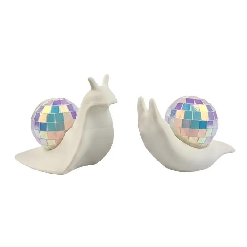 1/2 Pcs Miniature Snail Disco Ball Sun Catcher Retro Style Animal Figurines Mirror Ball Light Refraction Light Spot Abstract