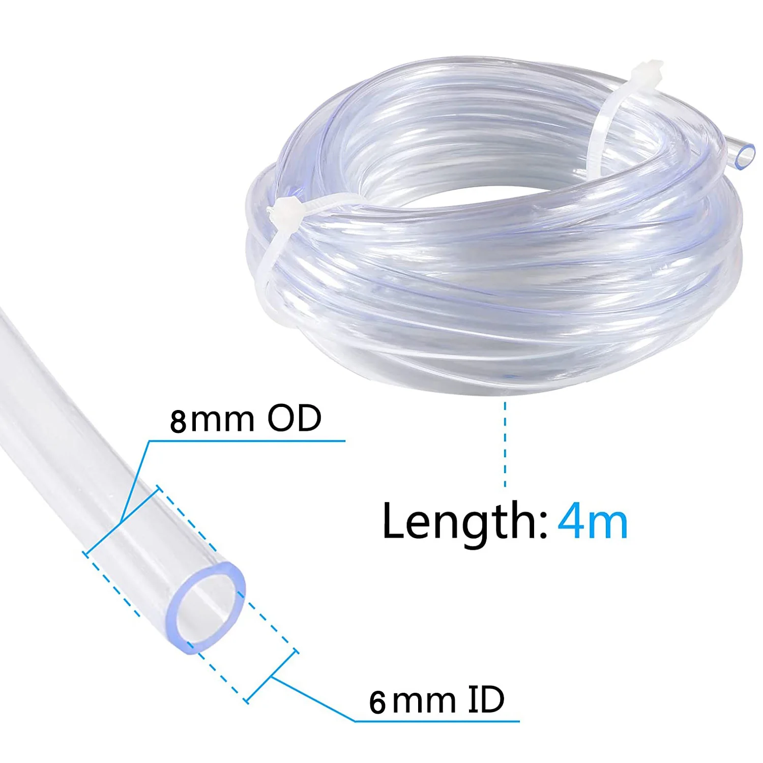 4M Clear Tubing Flexible PVC Plastic Hoses Water Pump Tube Clear Standard Airline Tubing for Fish Tank Fountain Aquarium