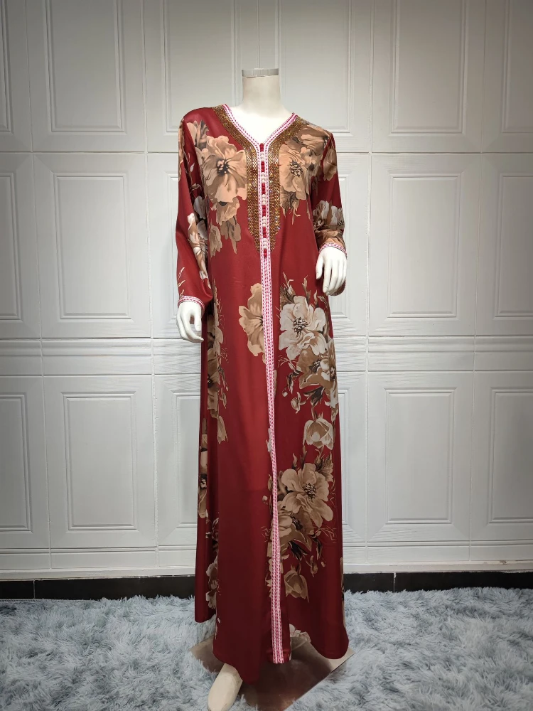 Arab Morocco Muslim Dress Abayas Women Ramadan Print Abaya Dubai Turkey Islam Kaftan Robe Longue Musulmane Vestidos Largos 2022