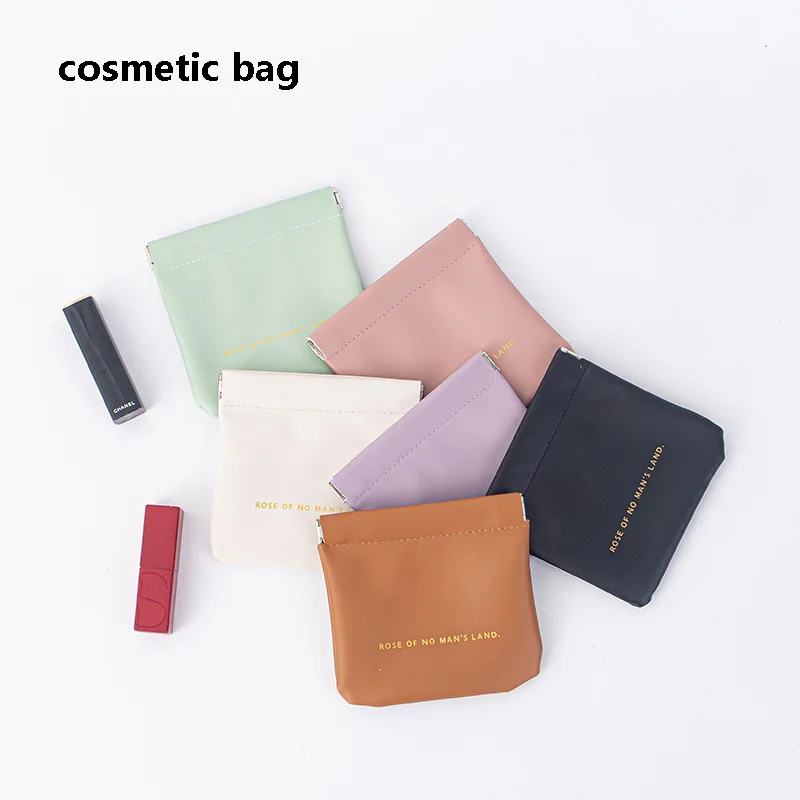 Storage Bag Women's Solid Color Makeup Bag Portable Travel Change Headphones Data Cable Lipstick Tool Sanitary Napkin Bag ﻿