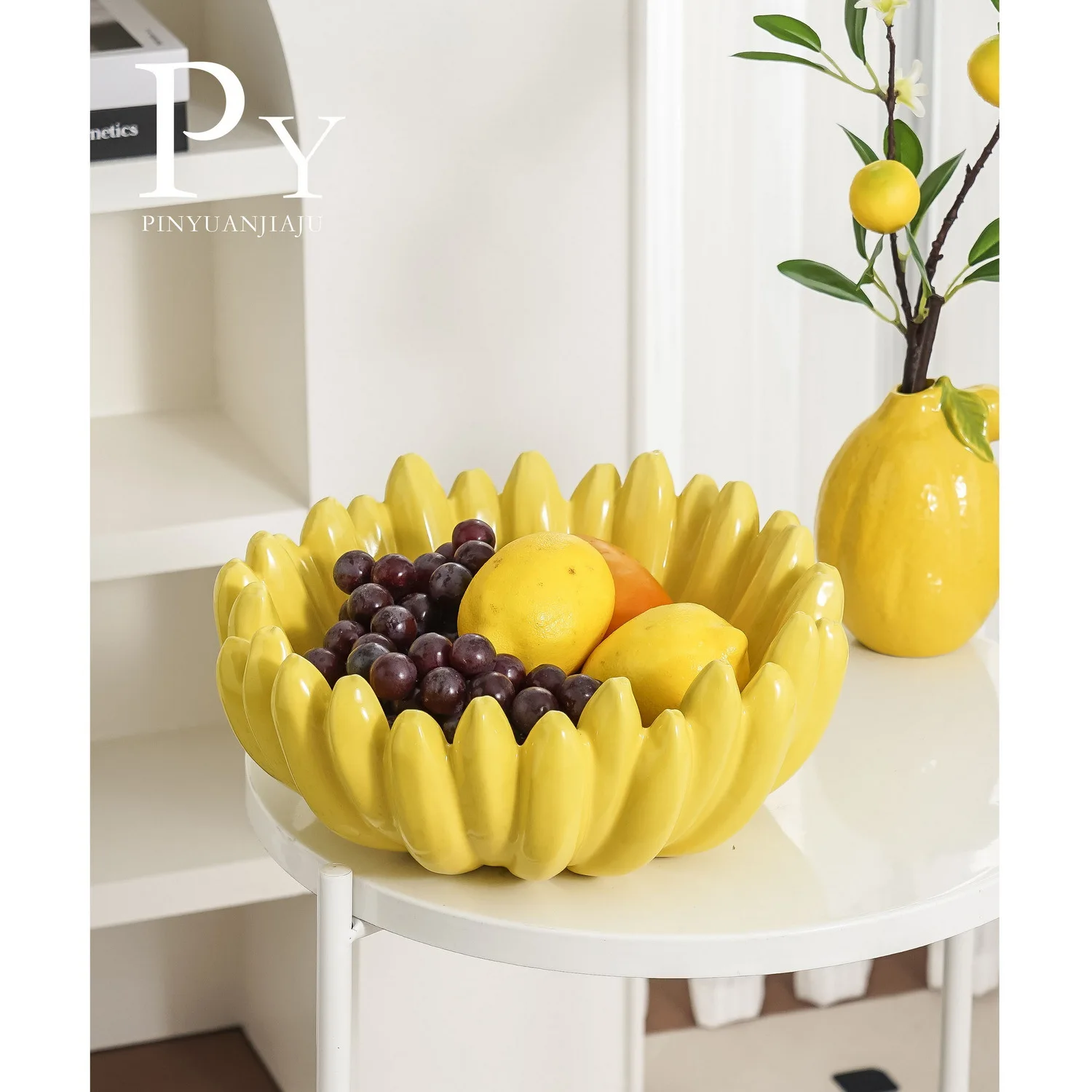 Yellow Banana Shape Fruit Plate,Ceramic Dried Fruit Organizer,Snack Plates,Restaurant Hotel Tableware,Home Storage Dish,Platter