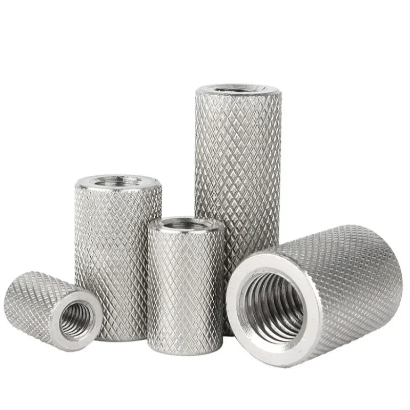 304 Stainless Steel Extended Cylindrical Knurled Nut Mesh Nut Regulating Nut M2 M2.5 M3 M4 M5 M6 ~M16